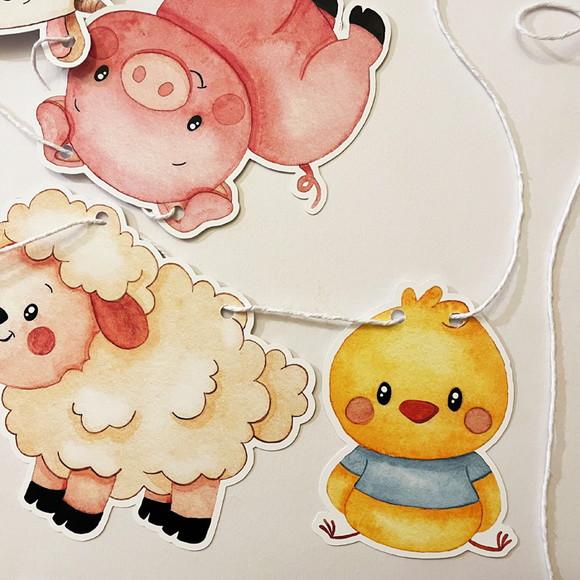 Varal Decorativo Festa Infantil Fazendinha