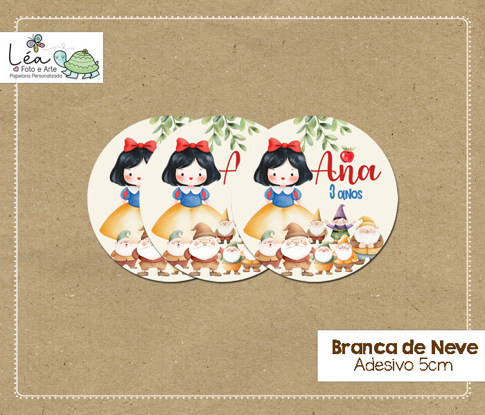 Adesivo Redondo Festa Branca de Neve