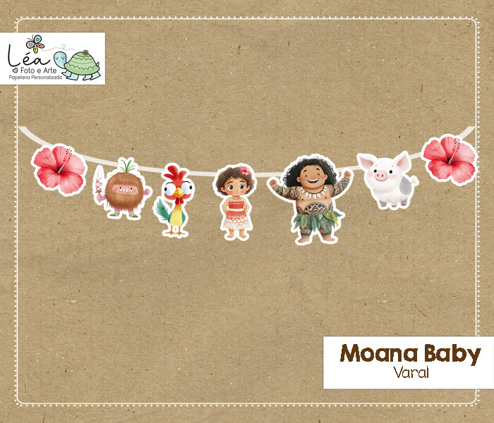 Varal Decorativo Festa Infantil Moana Baby