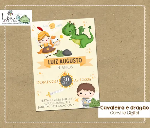Convite Digital Cavaleiro e Dragão