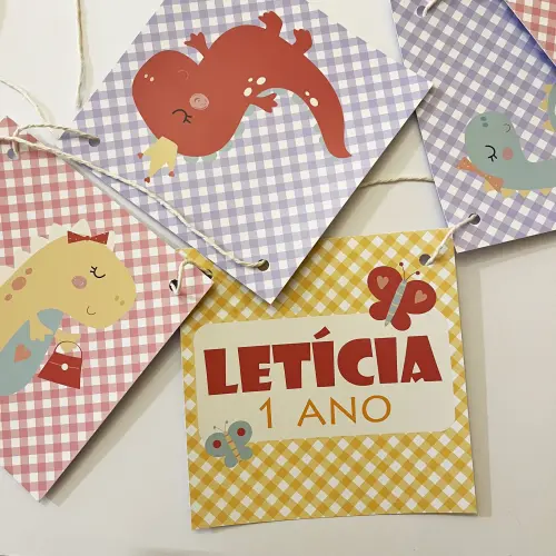 Bandeirola Festa Dinossauros Menina