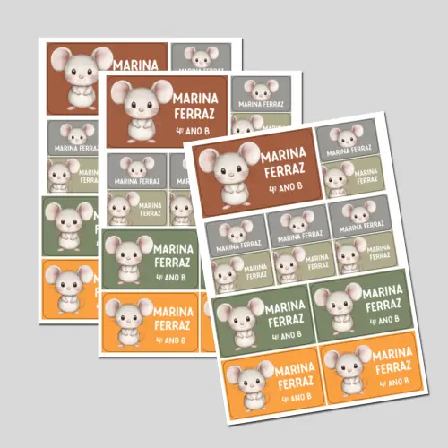 Etiqueta Escolar Ratinhos