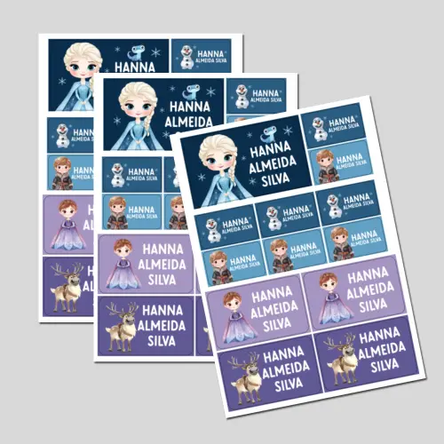 Etiqueta Escolar Frozen Anna e Elsa