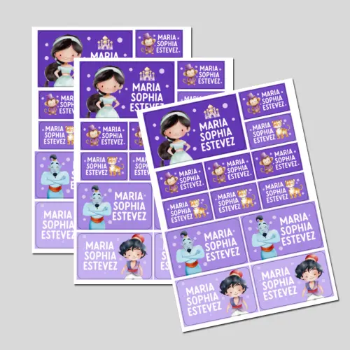 Etiqueta Escolar Jasmine e Aladim