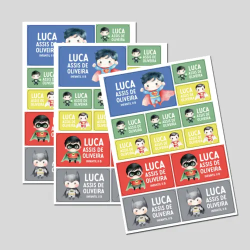 Etiqueta Escolar Super-heróis
