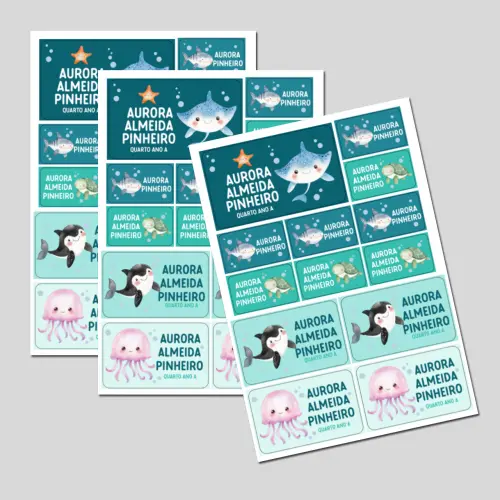 Etiqueta Escolar Animais do Fundo do Mar