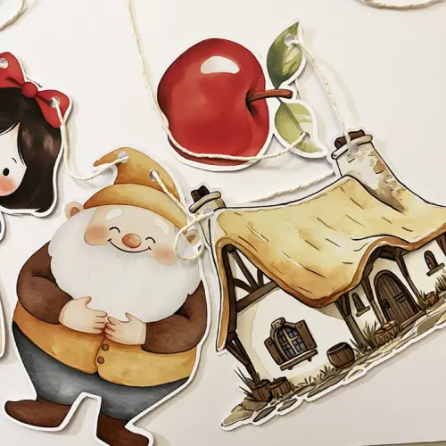 Varal Decorativo Festa Branca de Neve