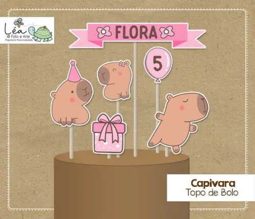 Topo de Bolo Festa Capivara Menina