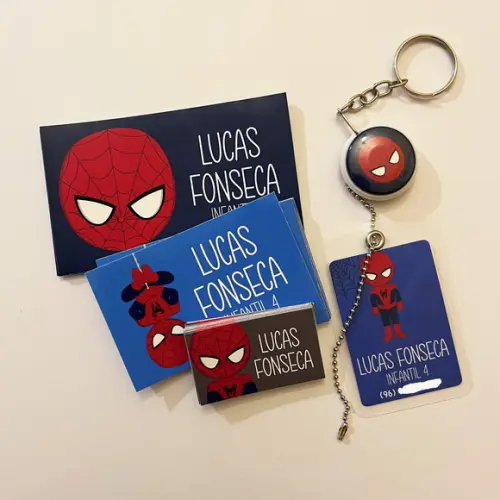 Kit Adesivos e Tag Material Escolar Homem Aranha