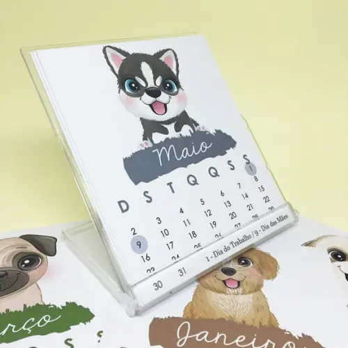Calendário de Mesa 2026 Cachorrinhos
