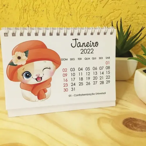 Calendário de Mesa 2026 Gatinhos