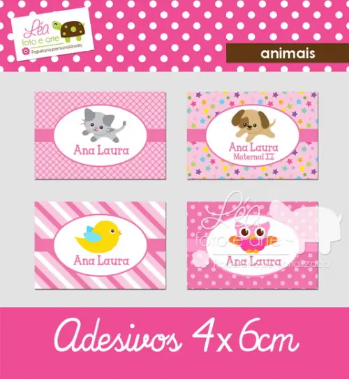 Adesivo Material Escolar Animais Fofos
