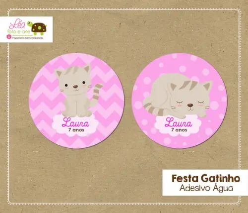 Adesivo água Festa Gatinho