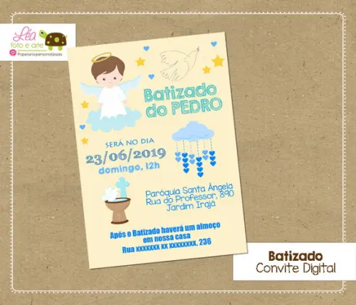 Convite digital Batizado Menino