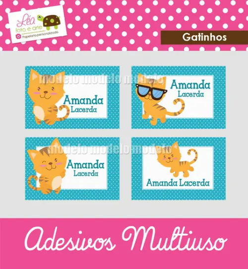Etiqueta Escolar Gatinho