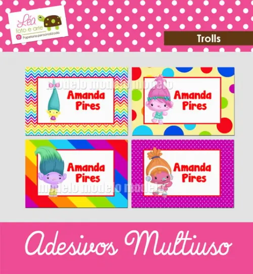 Adesivo Escolar Trolls