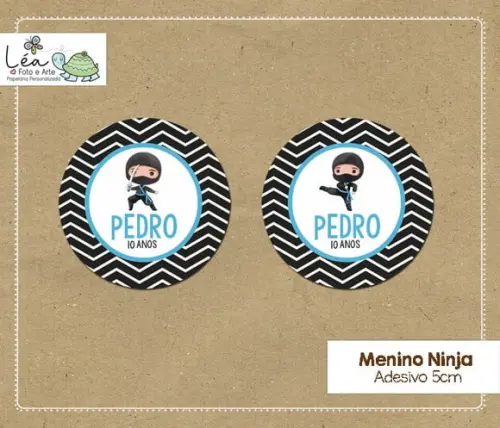 Adesivo Redondo 5cm Ninja Menino