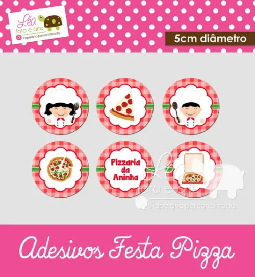 Adesivos Redondos - Festa Pizza
