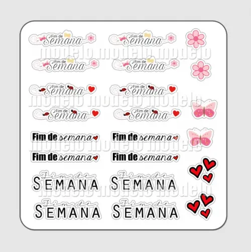 Cartela de Adesivos Fim de Semana