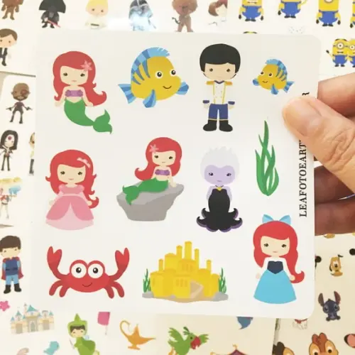 Cartela de Adesivos Pequena Sereia
