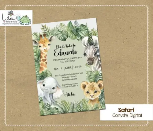 Convite Digital Chá de Bebê Safari