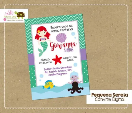 Convite Digital Pequena Sereia