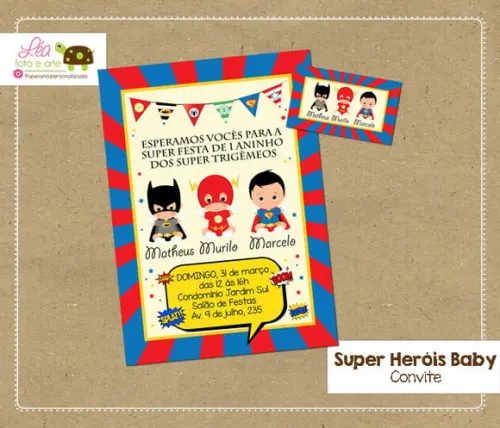 Convite Super-heróis Baby