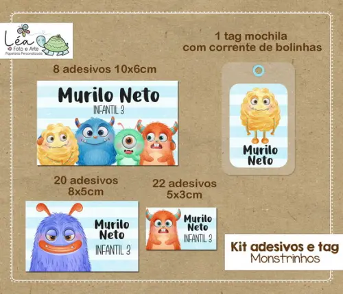 Etiqueta Escolar Monstrinhos