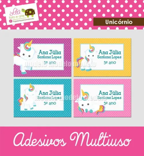 Etiqueta Escolar Unicórnio