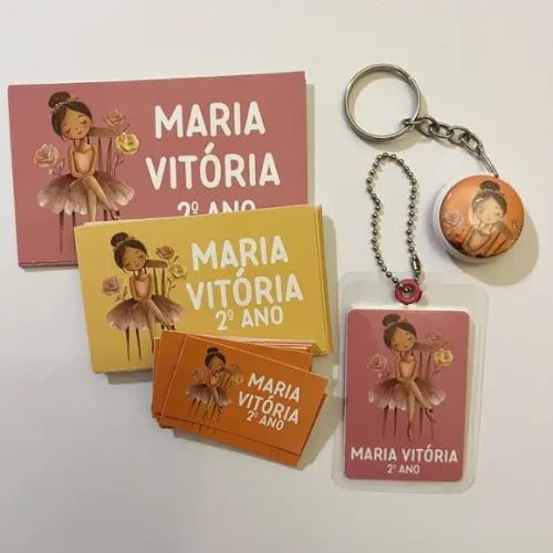 Kit Adesivos e Tag Material Escolar Bailarina