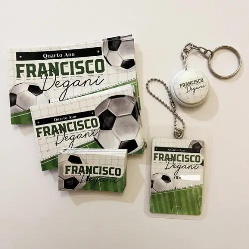 Kit Adesivos e Tag Material Escolar Futebol