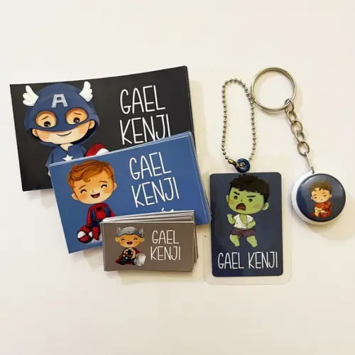 Kit Adesivos e Tag Material Escolar Heróis Baby