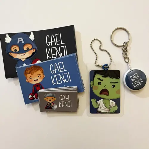 Kit Adesivos e Tag Material Escolar Heróis Baby