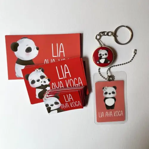 Kit Adesivos e Tag Material Escolar Panda