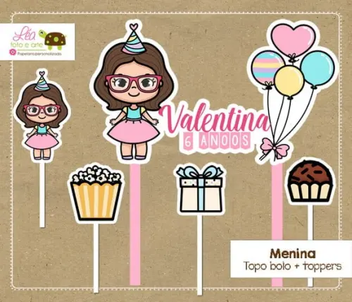Topo Bolo Menina de Óculos