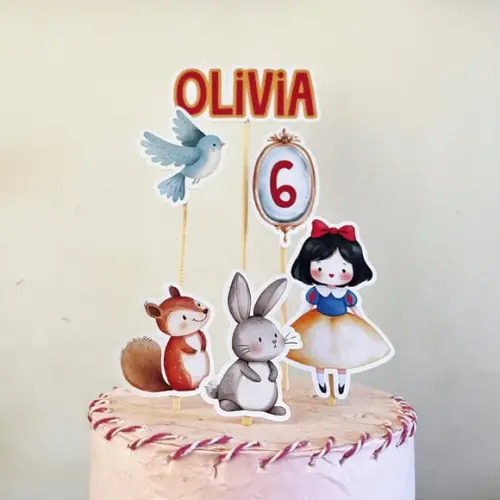 Topo de Bolo Festa Branca de Neve