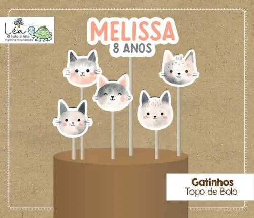 Topo de Bolo Festa Gatinhos