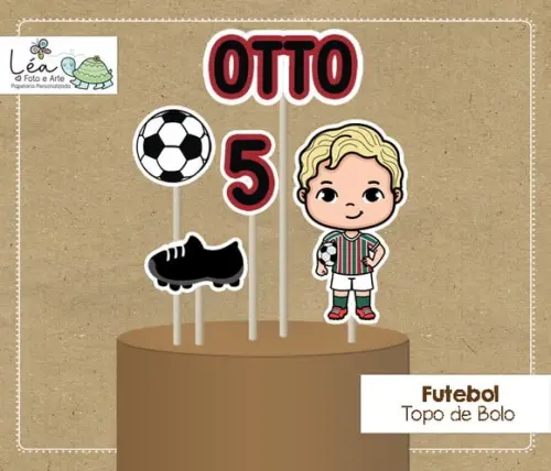 Topo de Bolo Futebol Menino Loiro