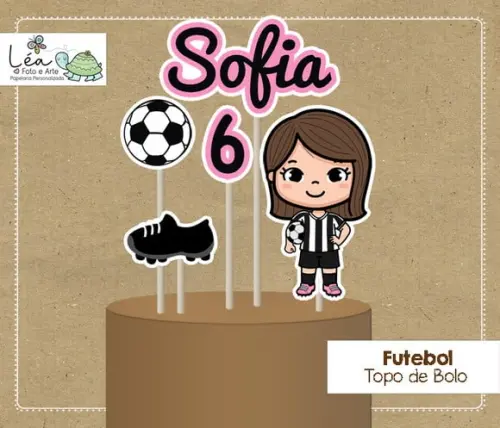 Topo de Bolo Futebol Menina
