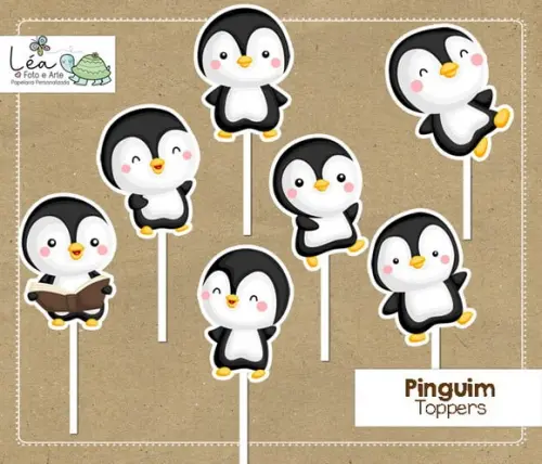 Topper Festa Infantil Tema Pinguim