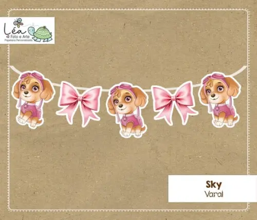 Varal Decorativo Festa Skye Patrulha Canina