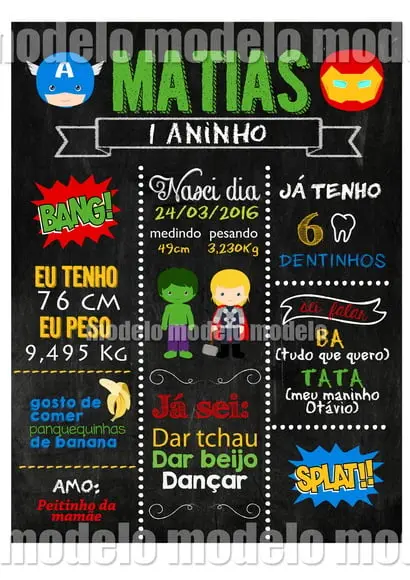 Vingadores Chalkboard - Arquivo Digital