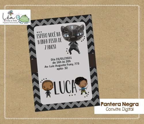 Convite Digital Infantil Tema Pantera Negra