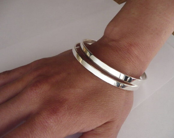Pulseira Argola Lisa de Prata - 5mm de largura
