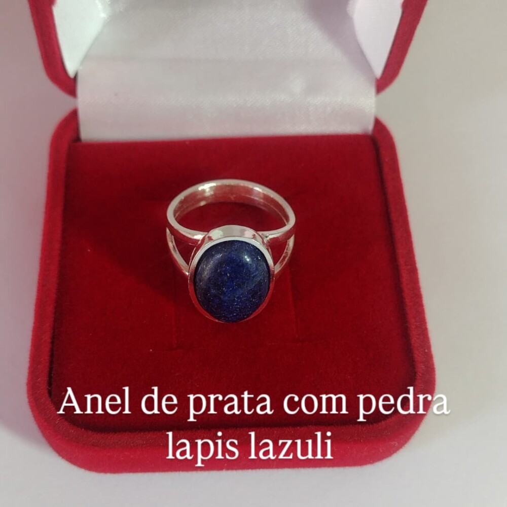 Anel de Prata 950k - Pedra Natural Lapis Lazuli