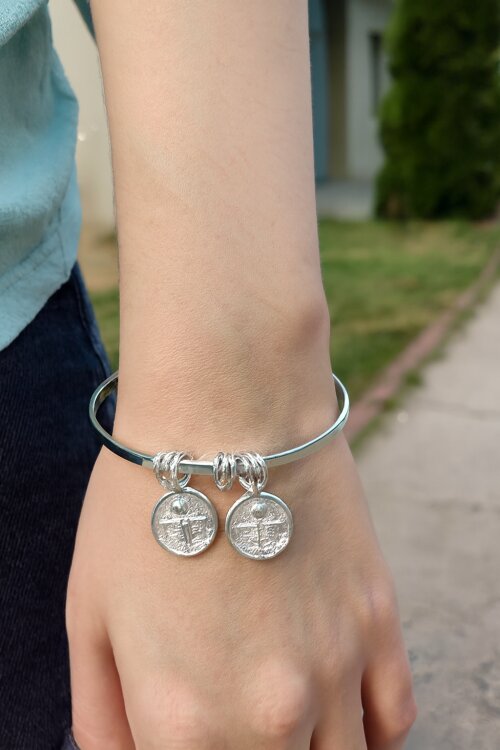 Pulseira de Prata Ping medalha Menino Menina