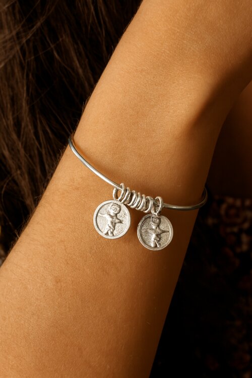 Pulseira de Prata Ping medalha Menino Menina