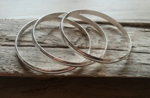 Pulseira Argola Lisa de Prata - Conj 3 Unidades