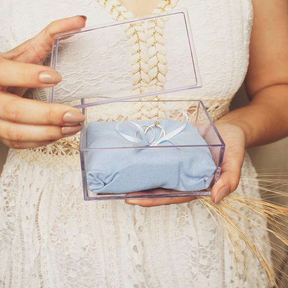 Caixa Porta Alianças Casamento Azul Serenity