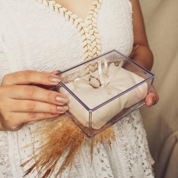Caixa Porta Alianças Casamento Marfim